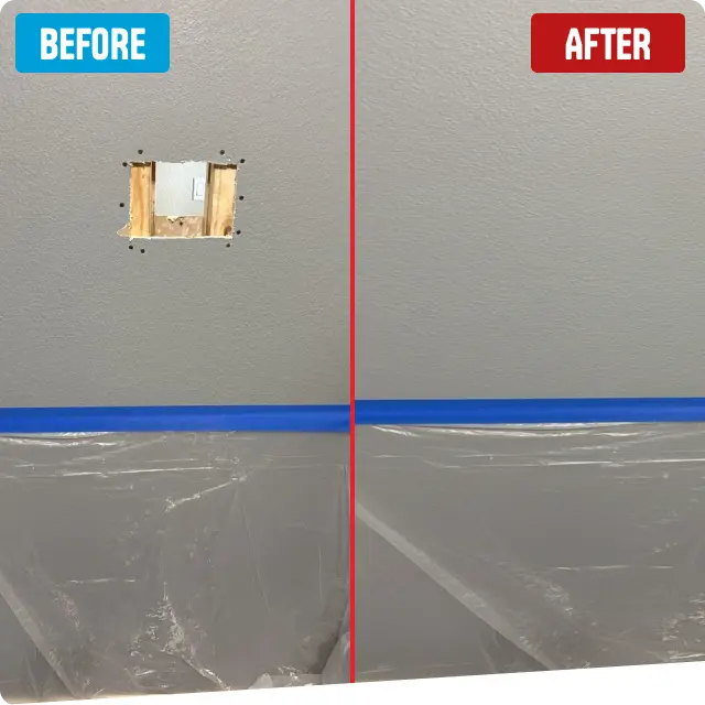 Before and after wall patch repair